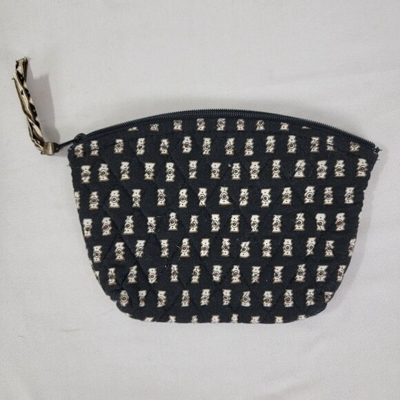 Vera Bradley Double Handle Purse Black Brown Zebra Retired + Cosmetic Bag Zip Up - Picture 4 of 11